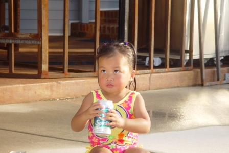 Kasen cooling off with a Sprite